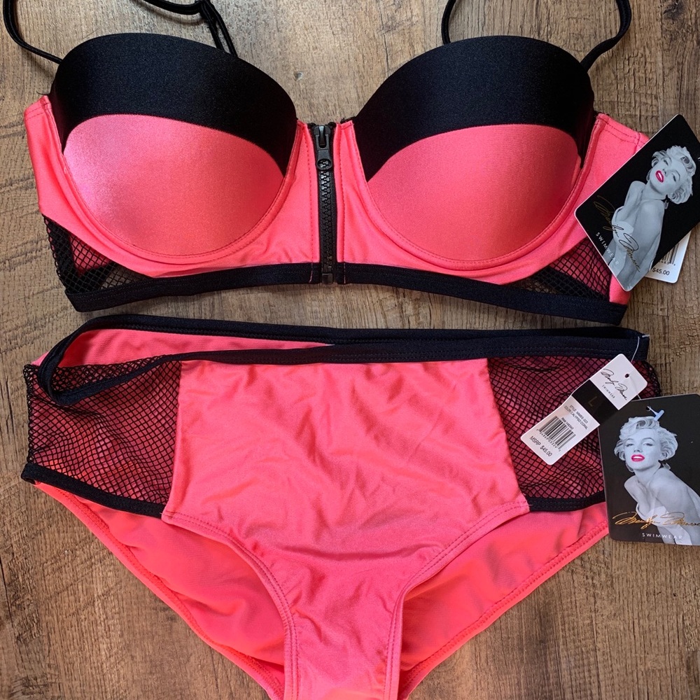 Hot pink and Black Bikini